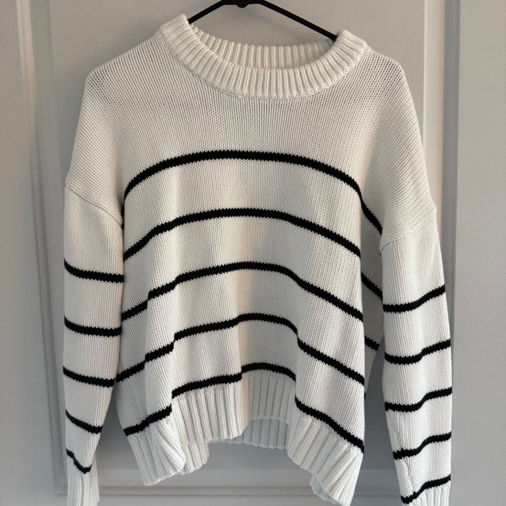 100% Organic Cotton Striped Crew Sweater